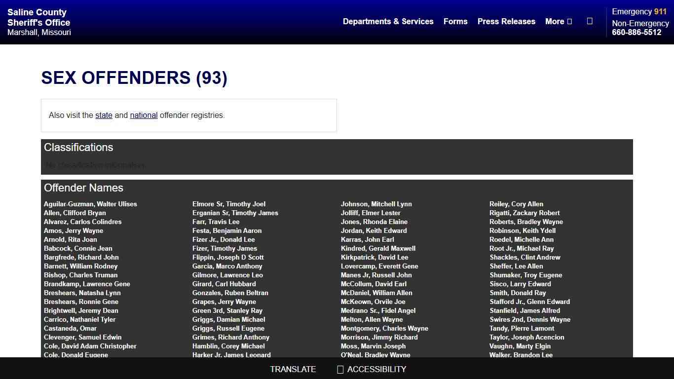 Sex Offenders List - Saline County Sheriff MO