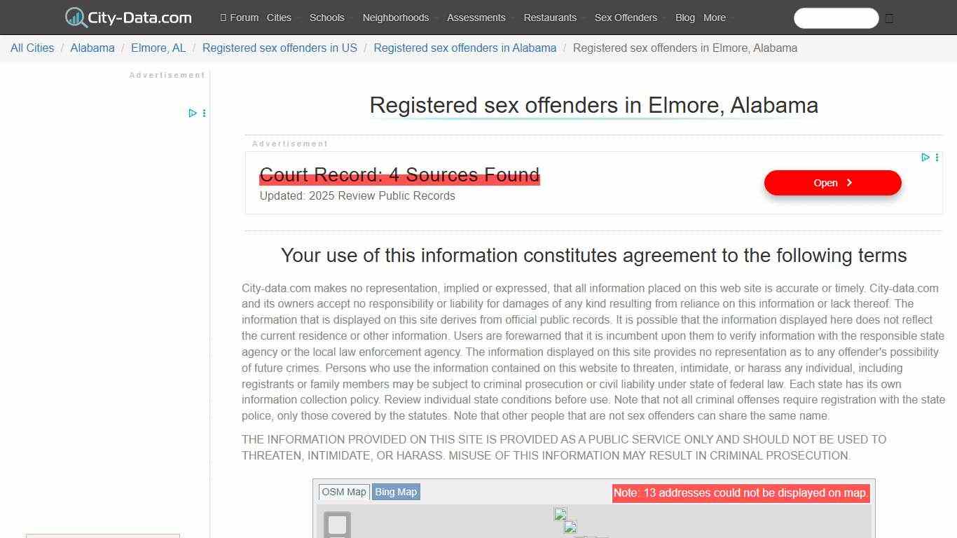 Registered sex offenders in Elmore, Alabama - crimes listed, registry-based, living in this city