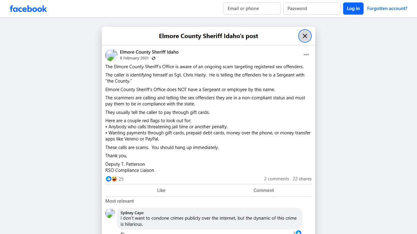 The Elmore County Sheriff’s... - Elmore County Sheriff Idaho Facebook